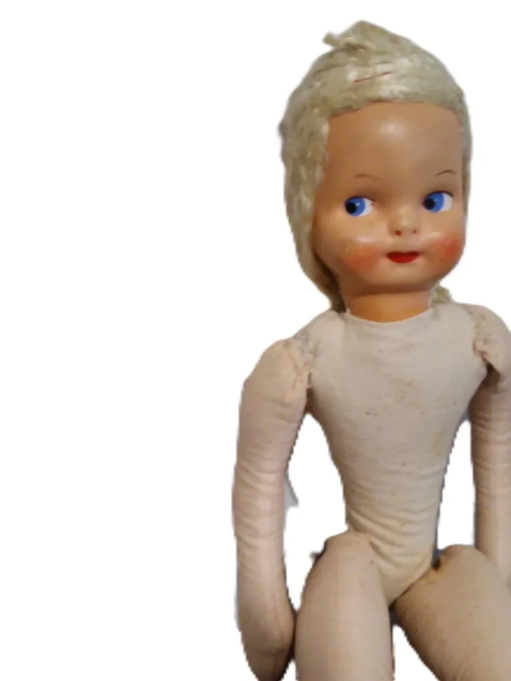 Vintage doll with mohair and plastic face